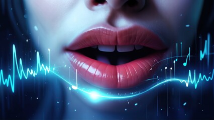  Melodic Lips, Glowing Sound Waves, Musical Lip Expression, Ethereal Sound
Art, Vibrant Audio Visual