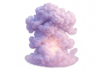 Vivid purple and pink smoke billowing, creating dynamic cloud effect against transparent background, ideal for digital compositing and visual design
