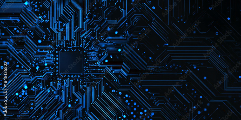Canvas Prints abstract technology background in the form of a blue circuit board. microchips and modern technologi