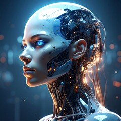 Cybernetic woman, futuristic portrait