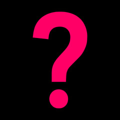 Question mark pink red icon on isolated black background