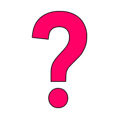 Question mark pink red icon on isolated white background