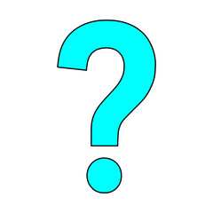 Question mark teal blue icon on isolated white background