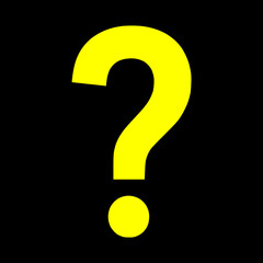 Question mark yellow icon on isolated black background