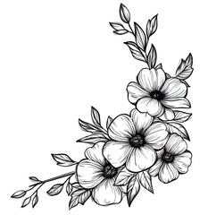 Monochrome floral corner design; elegant wedding invitation