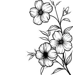 Monochrome floral branch, white background, design element, invitation card