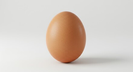 Fototapeta premium Single Brown Egg: A perfect, single brown egg, a symbol of new beginnings and nourishment, stands in isolated stillness, with a play of light.