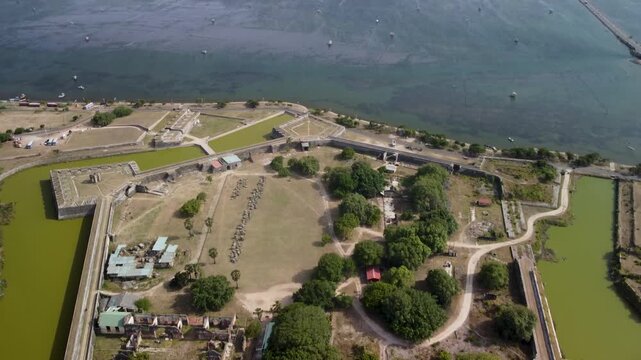 Aerial Reveal of Jaffna Fort and the Indian Ocean &ndash; 4K Drone Footage