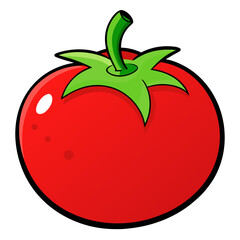 Vector illustration of a fresh red apple with a green leaf, isolated on a white background, perfect for designs related to healthy food and diet