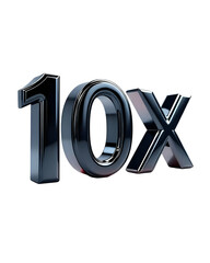 10x with Black Color Isolated on Transparent Background, 3D Render of Number and Letter Icon for Double and Bonus Concept
