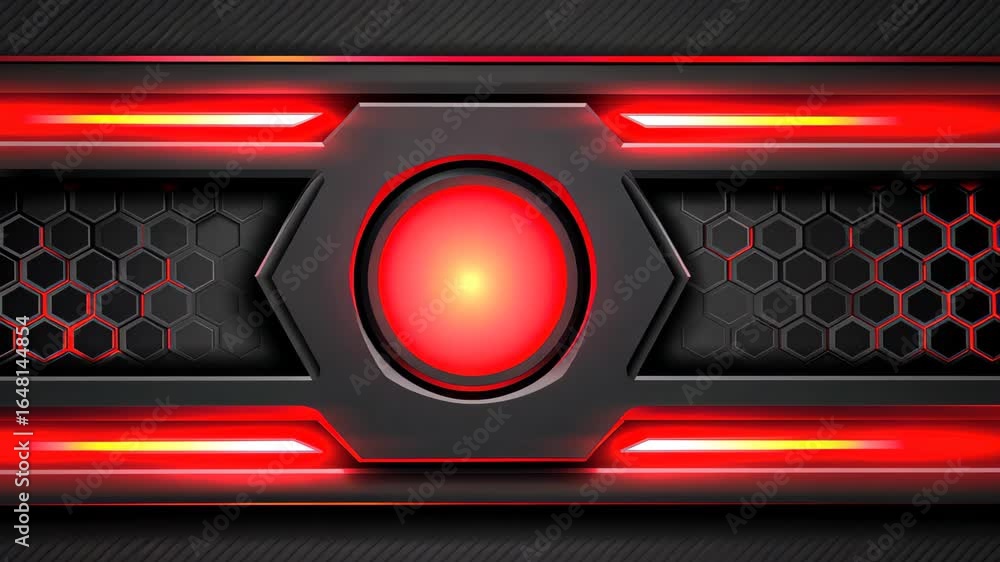 Poster geometric tech abstraction: an abstract, futuristic design, featuring a central red illuminated core