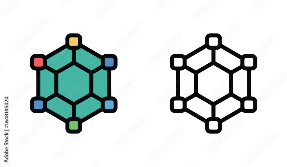 Poster geometric hexagon connected nodes representation data interconnection and complex network visualizat