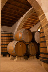 Visit of wine cellar with old large oak barrels, production of fortified dry or sweet tasty marsala...