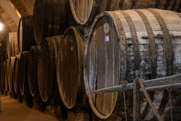 Visit of wine cellar with old large oak barrels, production of fortified dry or sweet tasty marsala...