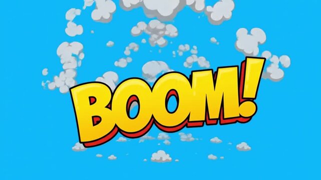 cartoon bomb explosion boom text