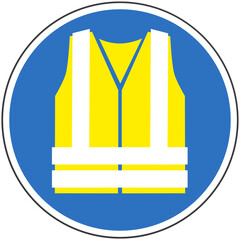Panneau Port du Gilet Haute Visibilit&eacute; Obligatoire, Signalisation Circulaire pour la S&eacute;curit&eacute; et la Visibilit&eacute; des Usagers