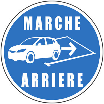 Panneau Stationnement en Marche Arri&egrave;re ou Marche Arri&egrave;re SVP, Signalisation pour la S&eacute;curit&eacute; et l'Organisation des Aires de Stationnement