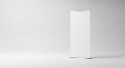 Blank Vertical Roll-Up Banner on Minimalist Background for Marketing Materials, Trade Shows, Event Displays, Branding Purposes, and Promotional Content  