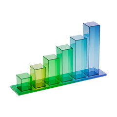 Colorful bar chart analytics, business statistics graph, isolated PNG