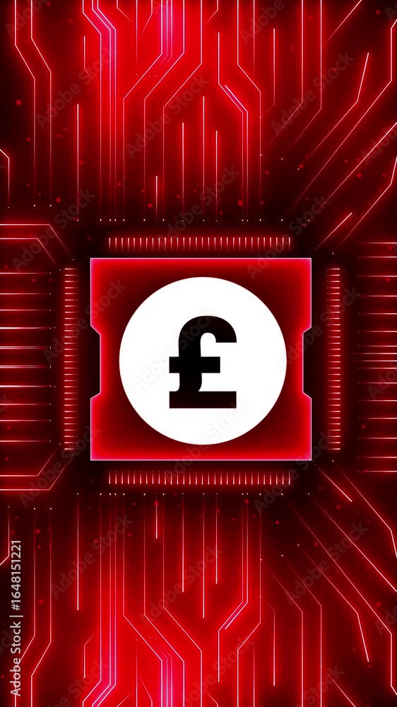 Poster pound stable coin currency business and digital money hologram symbol appears on a digital backgroun