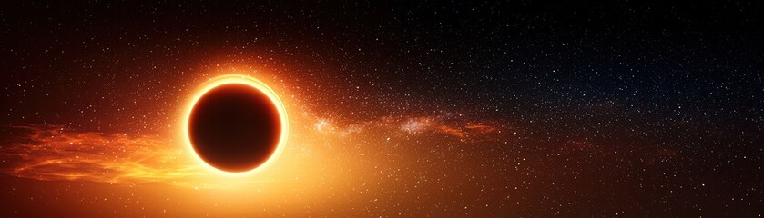 Majestic Solar Eclipse Displaying Celestial Beauty Against Deep Space Background