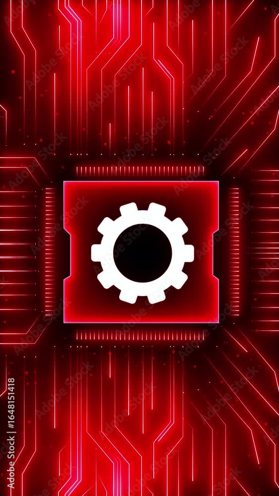 Poster management setting gear maintenance and fixing symbol digital concept. futuristic neon tech interfac