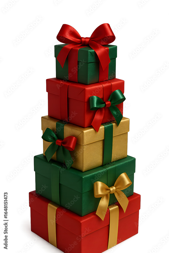 Poster a stack of presents with bows on them