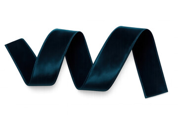 Wavy elegant dark blue ribbon swirling on transparent background, ideal for decorations and embellishments