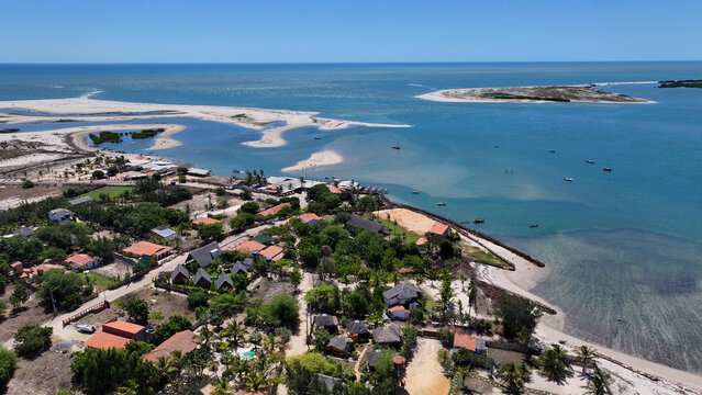 Macapa Beach At Luis Correia In Piaui Brazil. Beach Skyline. Nature Landscape. Summer Travel. Macapa Beach At Luis Correia In Piaui Brazil. Tropical Scenery.