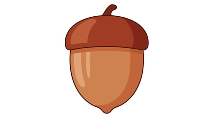 Illustration Vector of an Acorn Cartoon in Brown Colors Simple Design