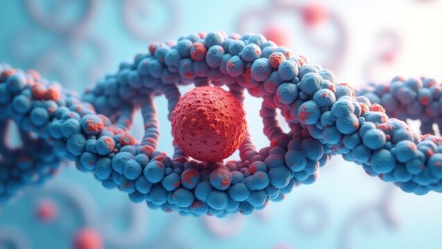 Detailed illustration of a dna strand with a central structure.