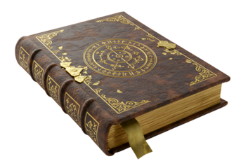 antique leather-bound book with intricate gold embossing and ornate design capturing historical