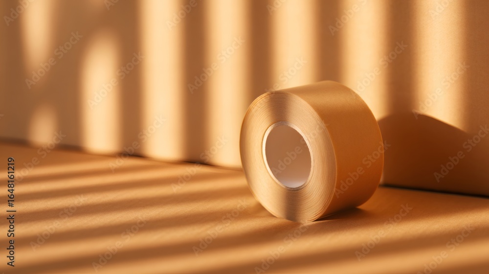Poster brown packing tape on cardboard surface for moving and relocation issues. material for wrapping and 