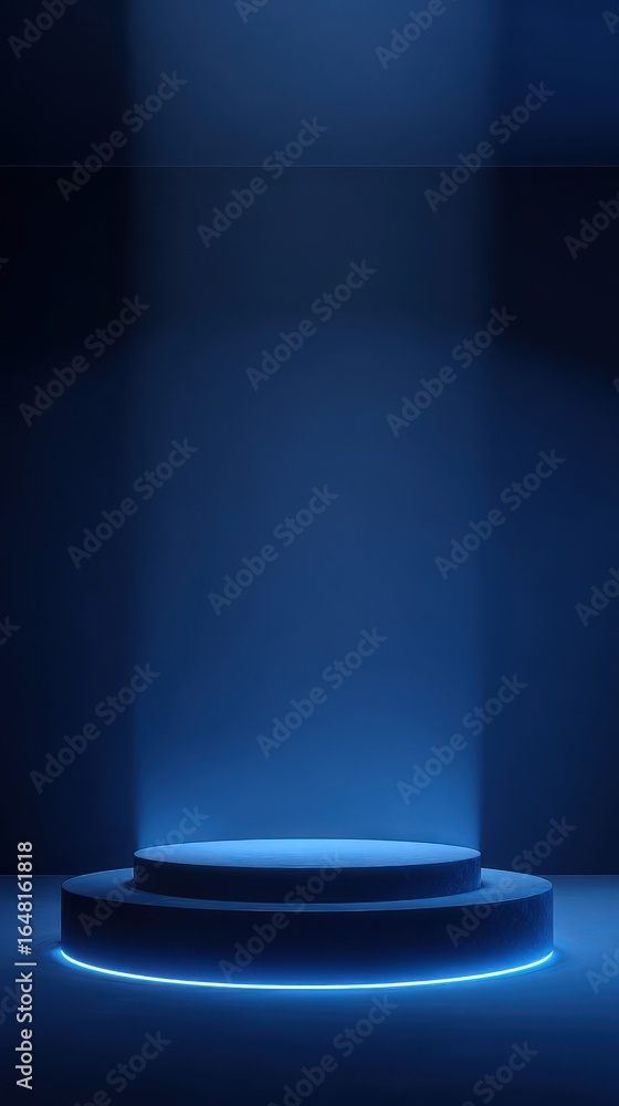 Poster stunning photo of dark blue stage podium 3d background product platform of empty scene presentation 