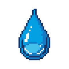 Fototapeta premium Pixel art of a blue water droplet on a white background