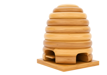 Artistic wooden beehive sculpture showcasing craftsmanship and natural materials in modern decor