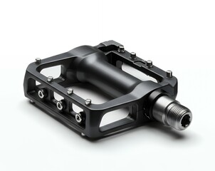 Fototapeta premium Black anodized flat platform bicycle pedal with pin grip system and Allen key bolts for BMX and mountain bike applications