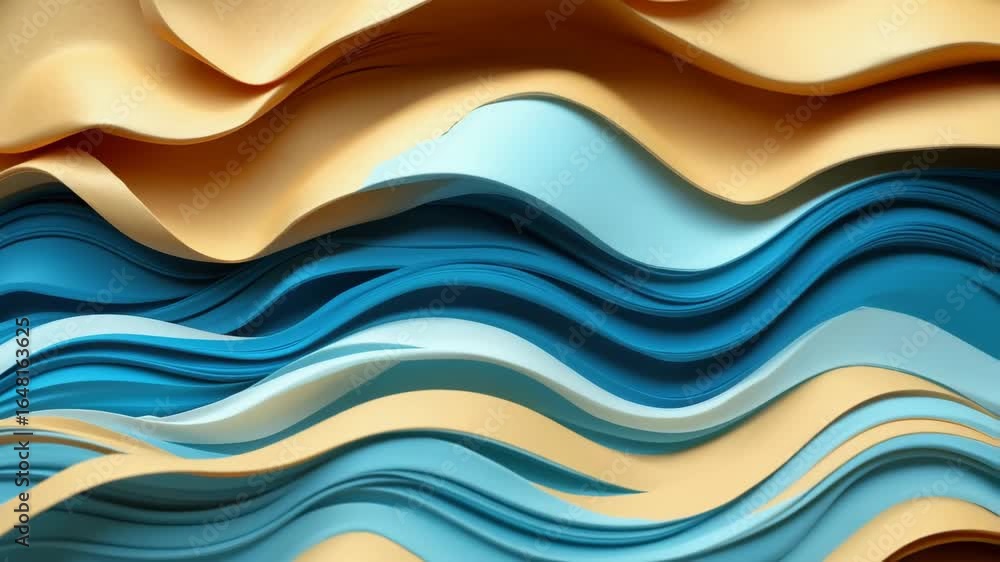 Poster abstract paper waves in harmony: a vibrant interplay of color and form in a close-up shot of paper w