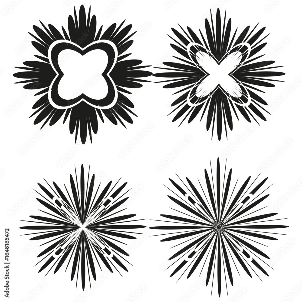 Aufkleber radial star shapes. abstract burst elements. dynamic geometric vector. light spark illustration.