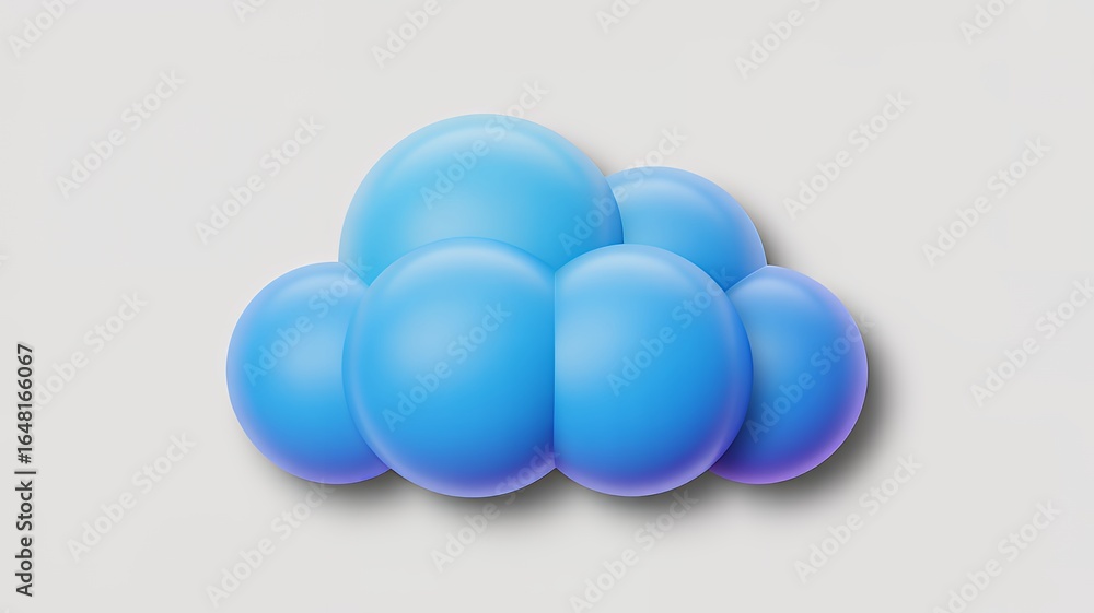 Aufkleber 3d rendering of a blue cloud, representing cloud computing technology.