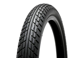 Black bicycle tire with geometric block tread pattern designed for urban commuting and paved road cycling conditions
