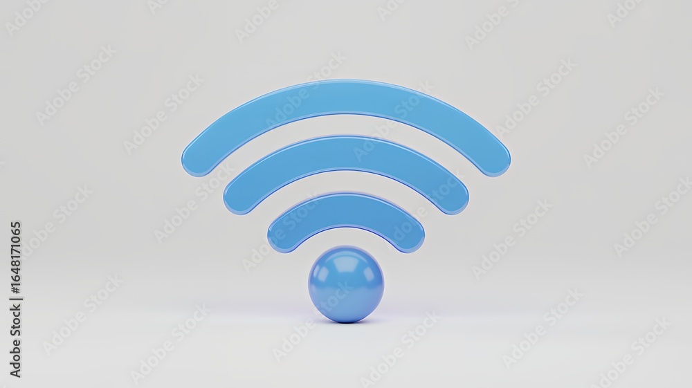 Poster blue wifi symbol representing wireless internet connection and digital communication.
