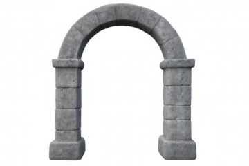 Classic stone archway isolated on transparent background, perfect for architectural visualizations or historical representations