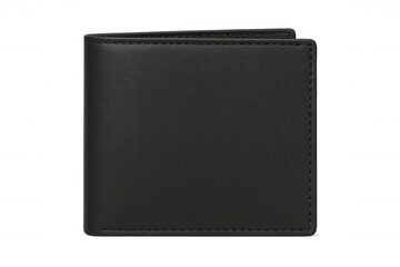 Closed black leather wallet isolated on transparent background, perfect for mockups and compositions