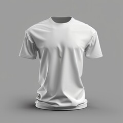 White T-shirt mockup, studio shot, gray background, apparel design