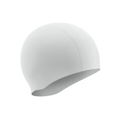 Fototapeta premium White silicone swimming cap with center seam stitching detail isolated on light background for aquatic sports product photography