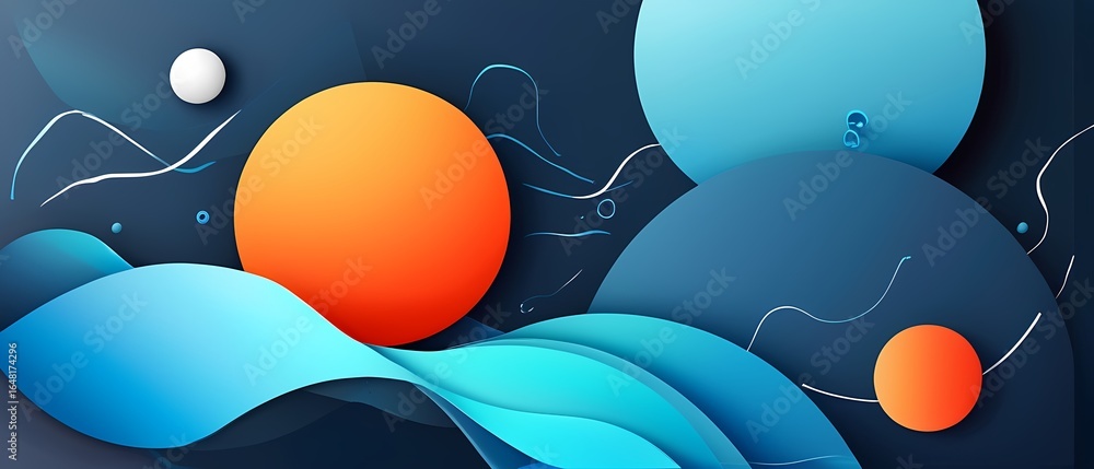 Poster dynamic abstract composition of shapes and colors digital art modern design vibrant creative visual 
