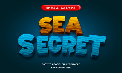 Sea secret text, ocean and sand editable 3d Text Effect with Wave Pattern