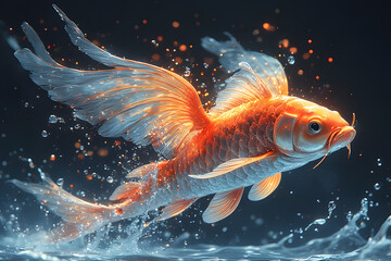 Majestic Koi Fish Leaping Out of the Water