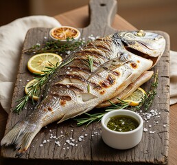 Delicious Whole Grilled Fish with Lemon and Rosemary Healthy Mediterranean Seafood Cuisine